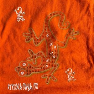 Orange Graphic T-Shirt with Lizard Design